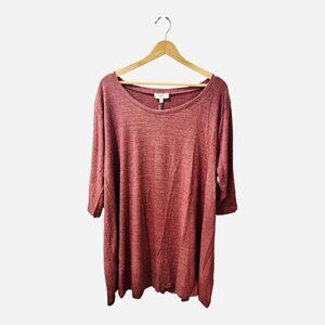 Hayden LA Crimson Red Tunic Dress 3/4 Sleeves Mid Length Plus Size 1XL A-Line